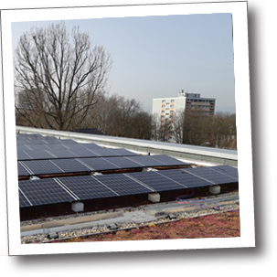 Solar power system on school building in Frankfurt